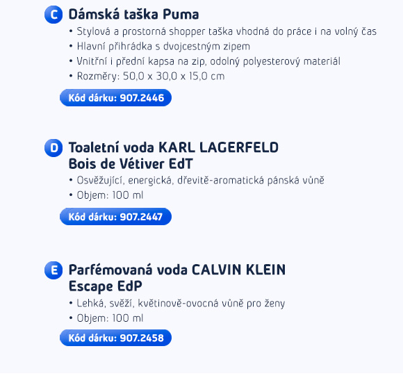 Popis dárků