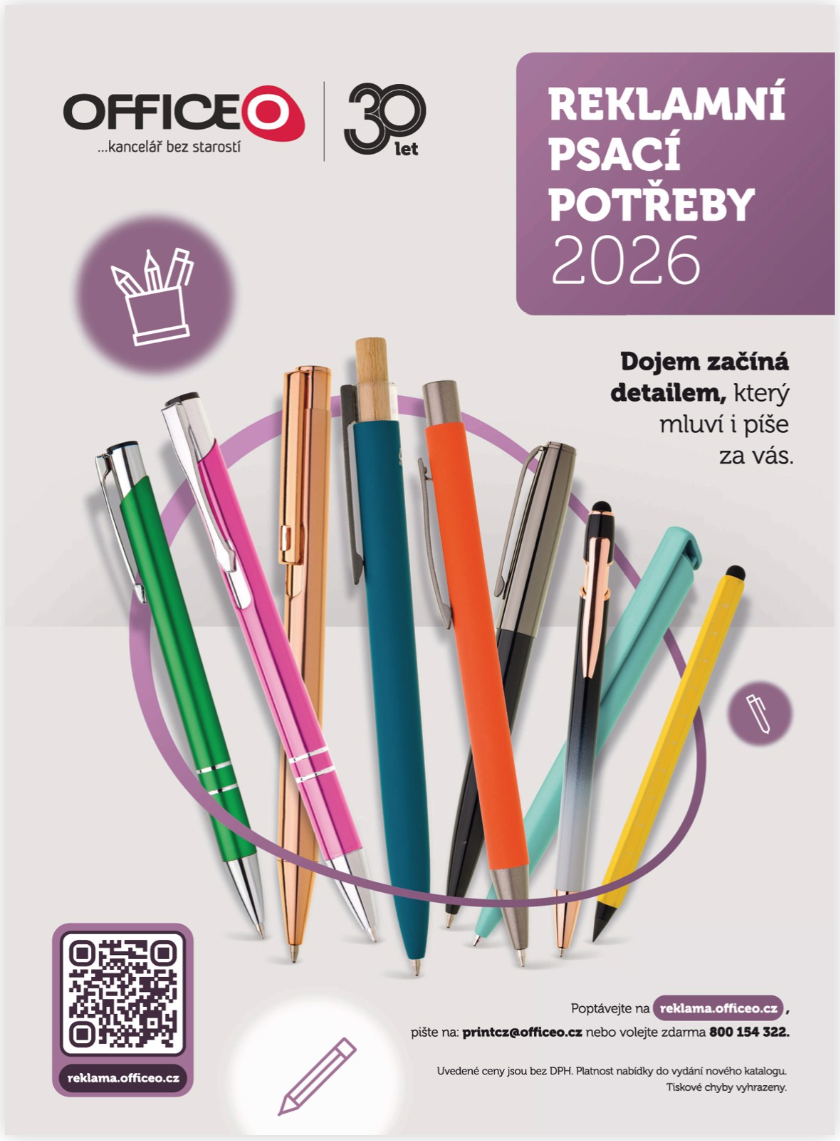 Obálka katalogu reklamních psacích potřeb OFFICEO
